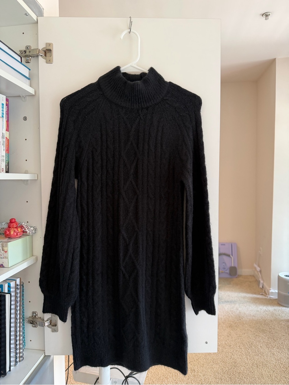 Abercrombie & Fitch Black Cable-Knit Turtleneck Dress